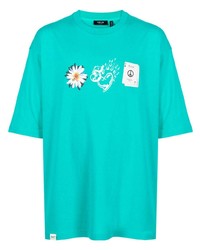 T-shirt à col rond imprimé turquoise FIVE CM