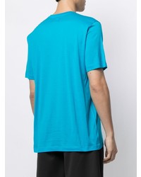 T-shirt à col rond imprimé turquoise Kiton