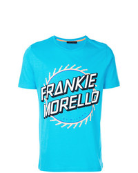 T-shirt à col rond imprimé turquoise Frankie Morello