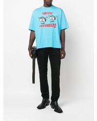 T-shirt à col rond imprimé turquoise DSQUARED2