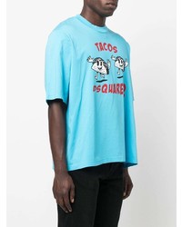 T-shirt à col rond imprimé turquoise DSQUARED2