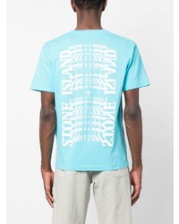 T-shirt à col rond imprimé turquoise Stone Island