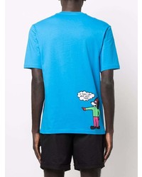 T-shirt à col rond imprimé turquoise Moschino