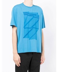 T-shirt à col rond imprimé turquoise Z Zegna