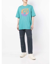 T-shirt à col rond imprimé turquoise Izzue