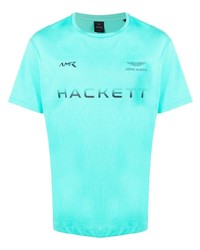 T-shirt à col rond imprimé turquoise Hackett