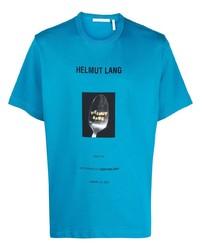 T-shirt à col rond imprimé turquoise Helmut Lang