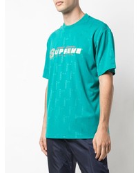 T-shirt à col rond imprimé turquoise Supreme