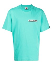 T-shirt à col rond imprimé turquoise Icecream