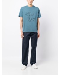 T-shirt à col rond imprimé turquoise PS Paul Smith