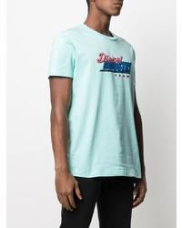 T-shirt à col rond imprimé turquoise Diesel