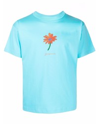 T-shirt à col rond imprimé turquoise Jacquemus