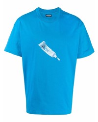 T-shirt à col rond imprimé turquoise Jacquemus