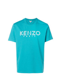 T-shirt à col rond imprimé turquoise Kenzo