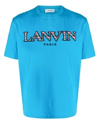 T-shirt à col rond imprimé turquoise Lanvin