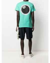 T-shirt à col rond imprimé turquoise Stussy