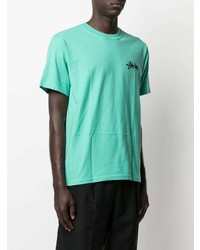 T-shirt à col rond imprimé turquoise Stussy