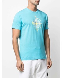 T-shirt à col rond imprimé turquoise Stone Island