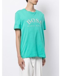 T-shirt à col rond imprimé turquoise BOSS