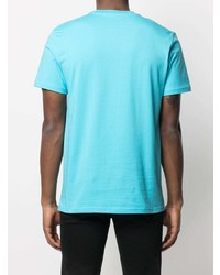 T-shirt à col rond imprimé turquoise Moschino