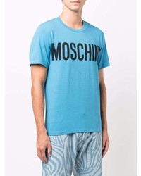 T-shirt à col rond imprimé turquoise Moschino