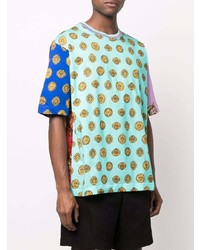 T-shirt à col rond imprimé turquoise VERSACE JEANS COUTURE