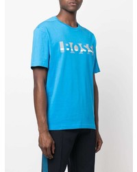 T-shirt à col rond imprimé turquoise BOSS