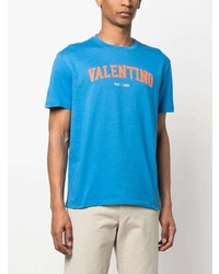 T-shirt à col rond imprimé turquoise Valentino