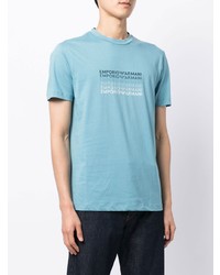 T-shirt à col rond imprimé turquoise Emporio Armani