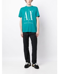 T-shirt à col rond imprimé turquoise Armani Exchange