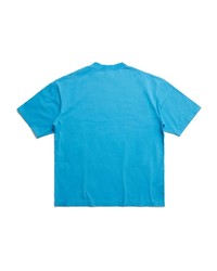 T-shirt à col rond imprimé turquoise Balenciaga