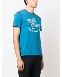 T-shirt à col rond imprimé turquoise MAISON KITSUNÉ