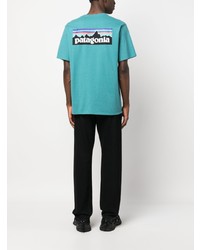 T-shirt à col rond imprimé turquoise Patagonia