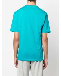 T-shirt à col rond imprimé turquoise Moschino