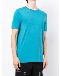 T-shirt à col rond imprimé turquoise Armani Exchange