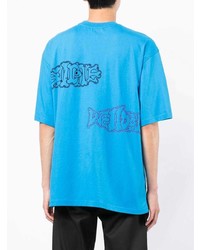 T-shirt à col rond imprimé turquoise We11done