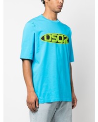 T-shirt à col rond imprimé turquoise DSQUARED2