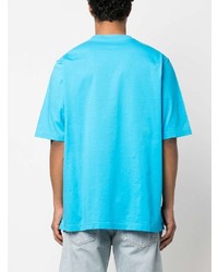 T-shirt à col rond imprimé turquoise DSQUARED2