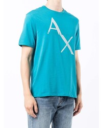 T-shirt à col rond imprimé turquoise Armani Exchange