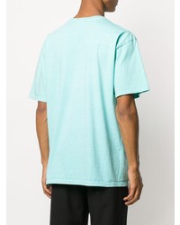 T-shirt à col rond imprimé turquoise Stussy