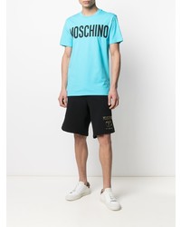 T-shirt à col rond imprimé turquoise Moschino