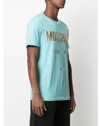 T-shirt à col rond imprimé turquoise Moschino