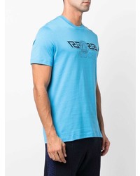 T-shirt à col rond imprimé turquoise Versace