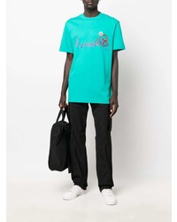 T-shirt à col rond imprimé turquoise Moncler