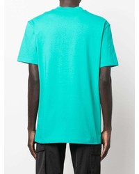 T-shirt à col rond imprimé turquoise Moncler