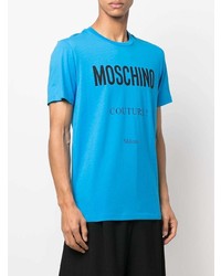 T-shirt à col rond imprimé turquoise Moschino