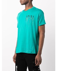 T-shirt à col rond imprimé turquoise Amiri