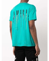 T-shirt à col rond imprimé turquoise Amiri