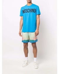 T-shirt à col rond imprimé turquoise Moschino