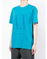 T-shirt à col rond imprimé turquoise Armani Exchange